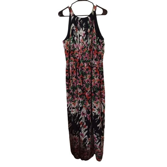 Eliza J Floral Print Inner lined Halter Tie Neck Maxi Dress Size 14 - Picture 3 of 13
